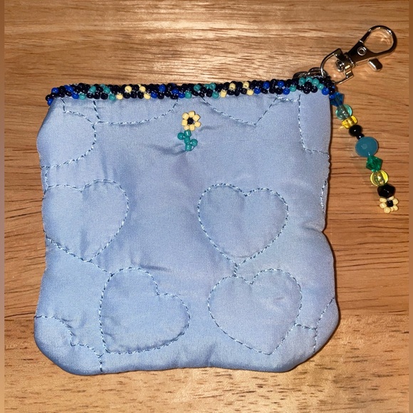 Beaded, Wallet - coin purse. Blue, handmade. - Picture 1 of 3